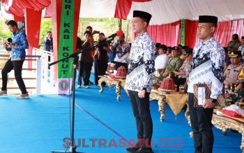 Peringati HGN dan HUT Ke-80 PGRI 2025, Bupati Konawe Utara Bertindak sebagai Inspektur Upacara